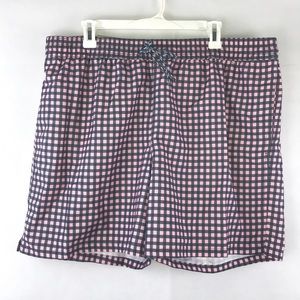 NWT Good Fellow & Co. Men’s Size XL Gingham Mesh Swim Shorts Trunks Gray Pink